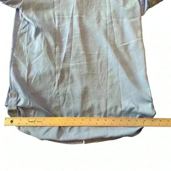 Calvin Klein Women's Royal Blue Roll Up 3/4 Sleeves Button Down Blouse Shirt XS - Picture 16 of 16